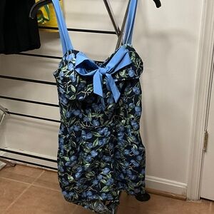 Unique Vintage Blue Floral Romper